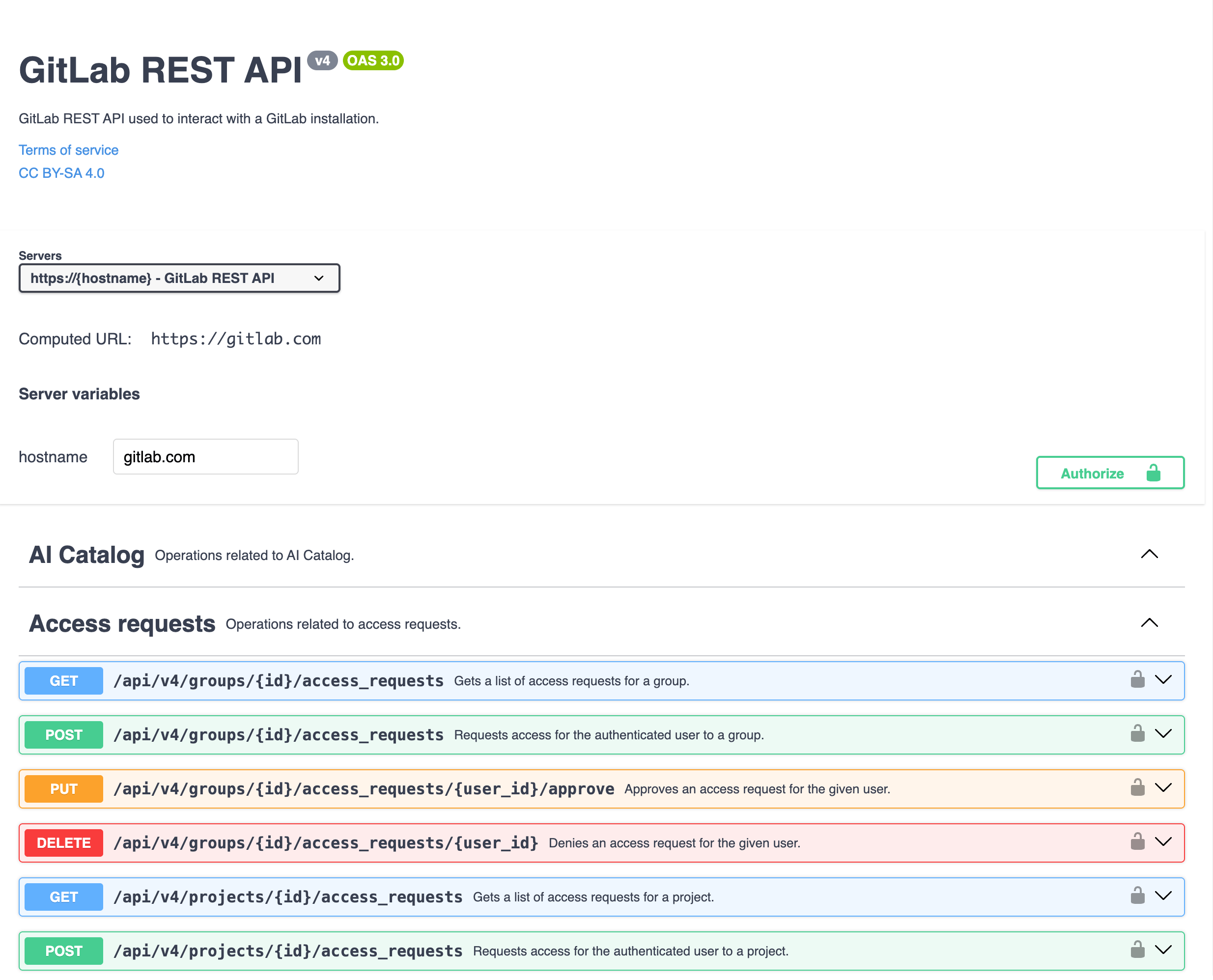 A list of some available GitLab API endpoints.